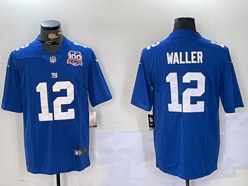 Men New York Giants #12 Waller Blue 2024 Nike Vapor Limited NFL Jersey style 1